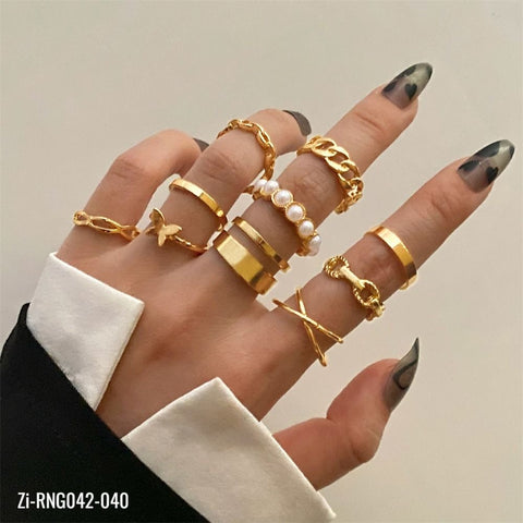 10pcs/set New Butterfly Pearl Rings Set
