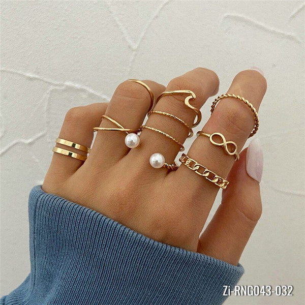 10Pcs Fashion Wave Rings Set- Zi Collection Hub