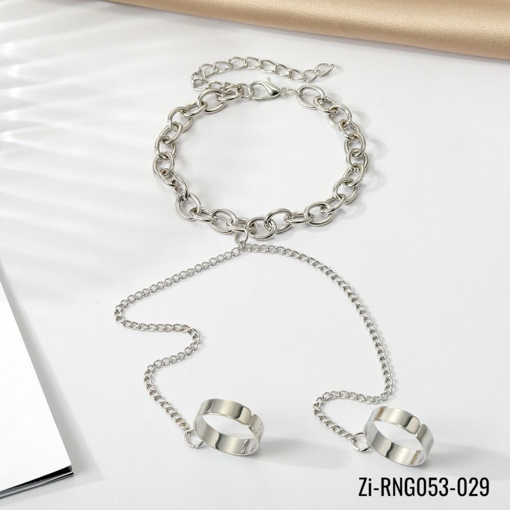Punk Silver Color Long Chain Rings Wrist Bracelet - Zi Collection Hub