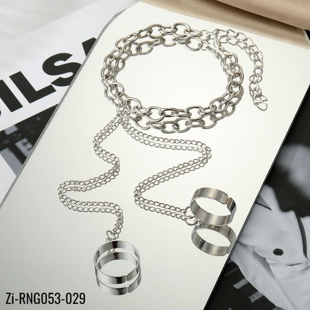 Punk Silver Color Long Chain Rings Wrist Bracelet - Zi Collection Hub