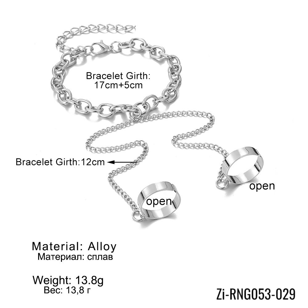 Punk Silver Color Long Chain Rings Wrist Bracelet - Zi Collection Hub