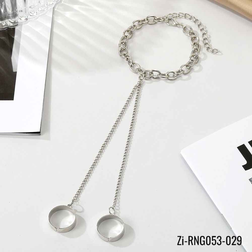 Punk Silver Color Long Chain Rings Wrist Bracelet - Zi Collection Hub