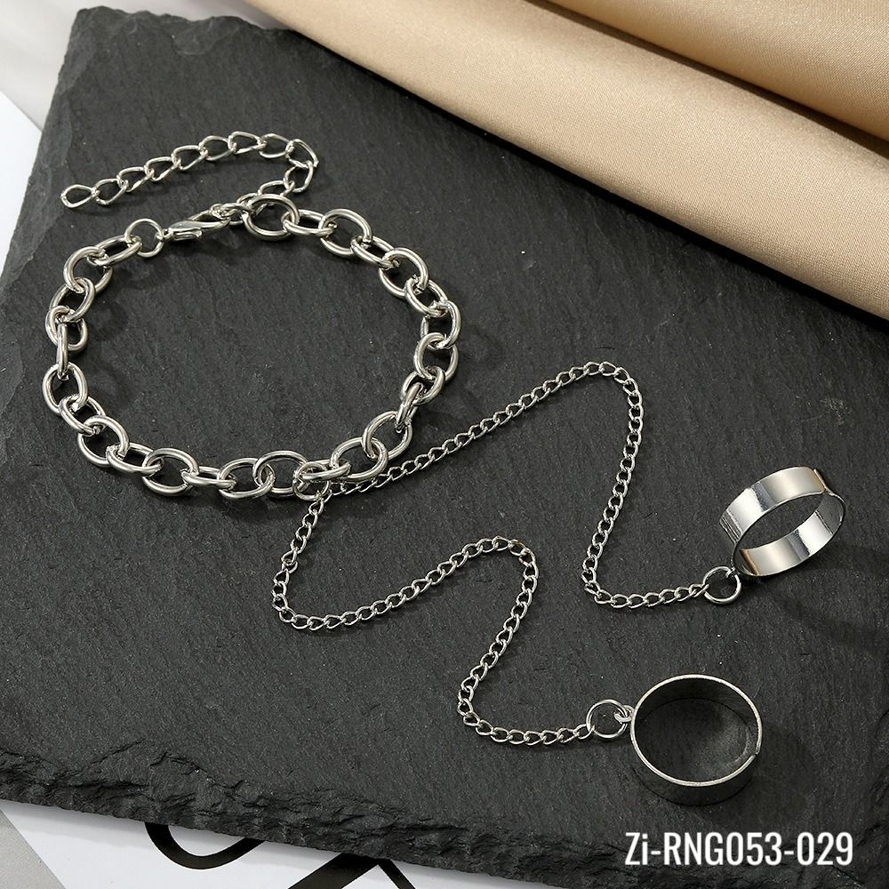 Punk Silver Color Long Chain Rings Wrist Bracelet - Zi Collection Hub