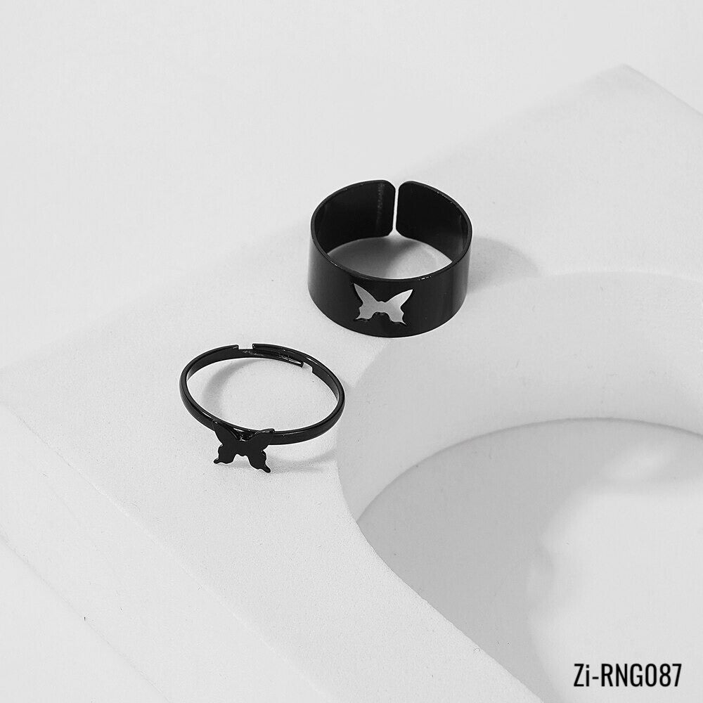 2PCS Punk Black Couple Ring Set - Zi Collection Hub