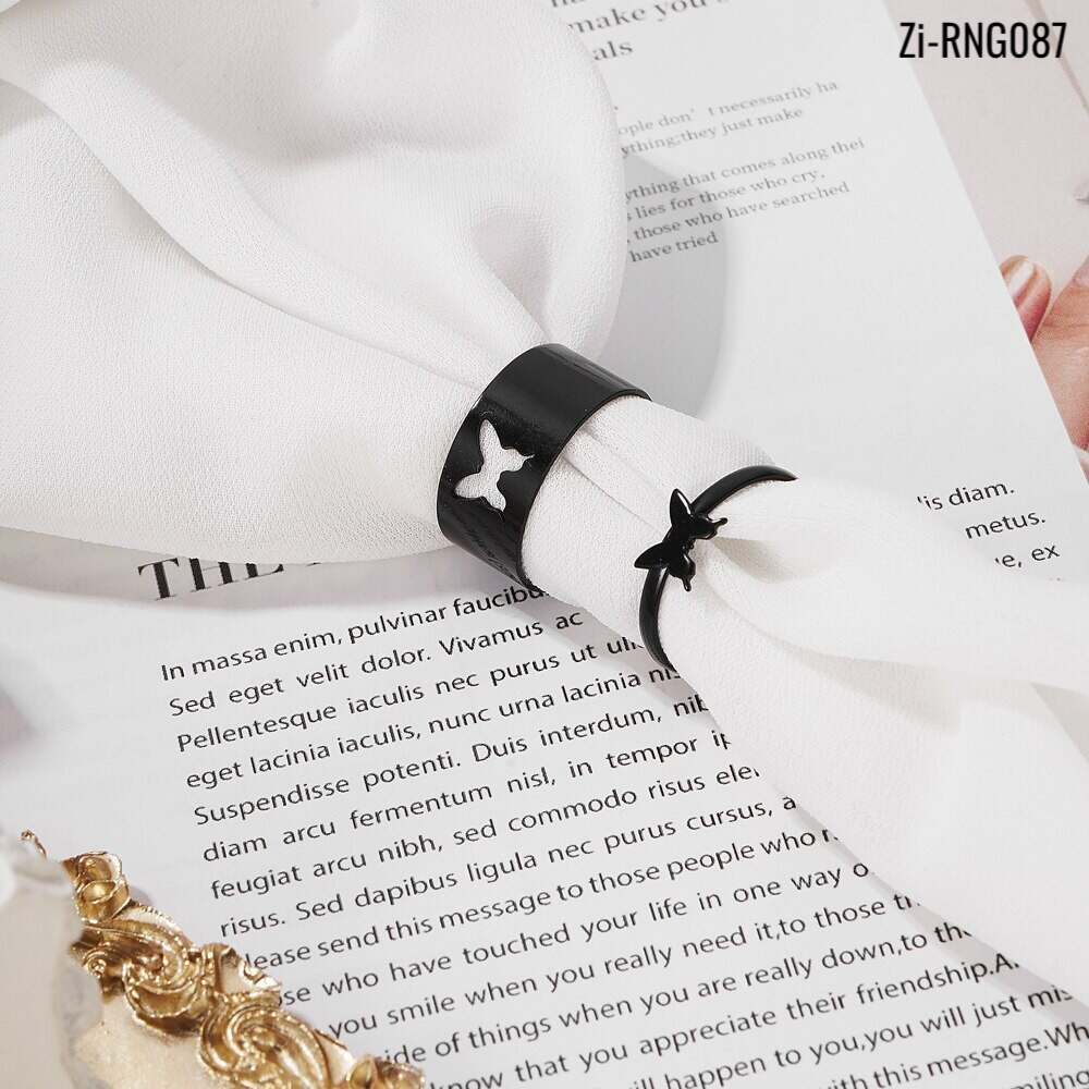 2PCS Punk Black Couple Ring Set - Zi Collection Hub