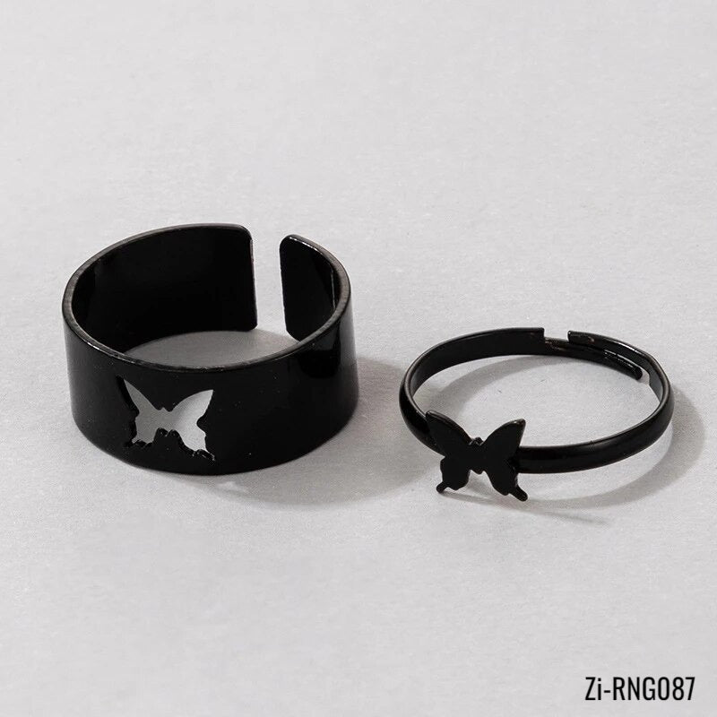 RNG87 - 2PCS Punk Black Couple Ring Set