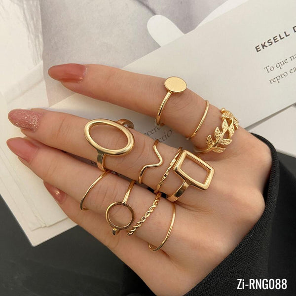 Bohemia Vintage Round Hollow Geometric Rings Set