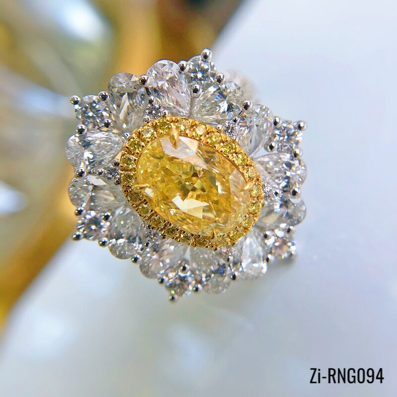 Resizable Luxury Big Yellow Crystal Citrine Gemstones Diamonds Flower Rings - Zi Collection Hub