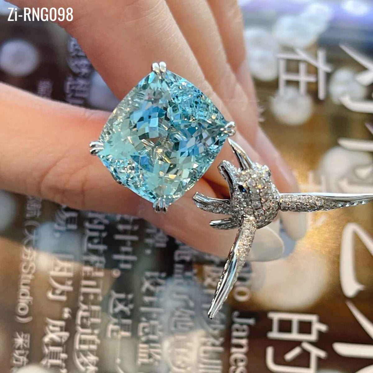 Luxury Blue Zircon Seagull Woman Wedding Ring Adjustable - Zi Collection Hub