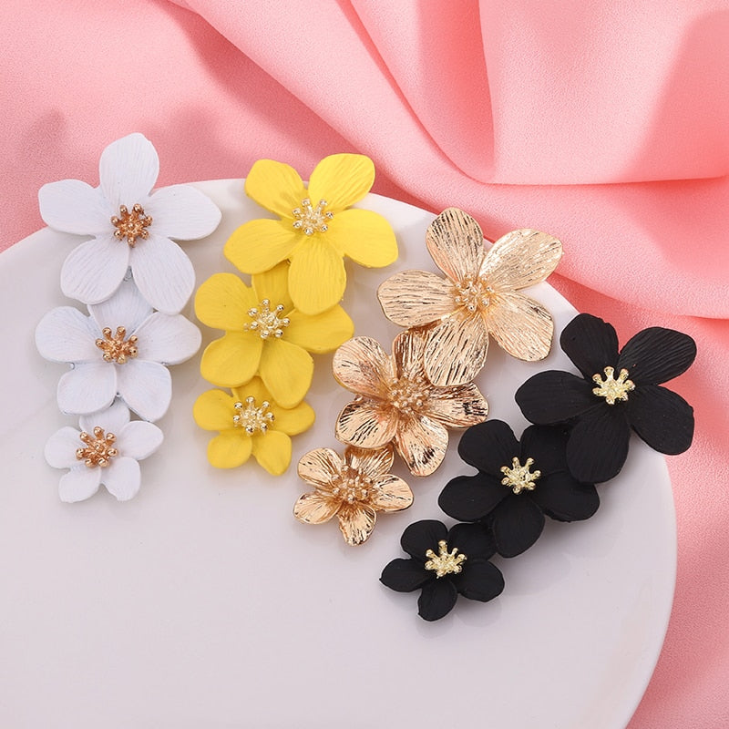 Spray Paint Flowers Colorful Drop Earrings - Zi Collection Hub