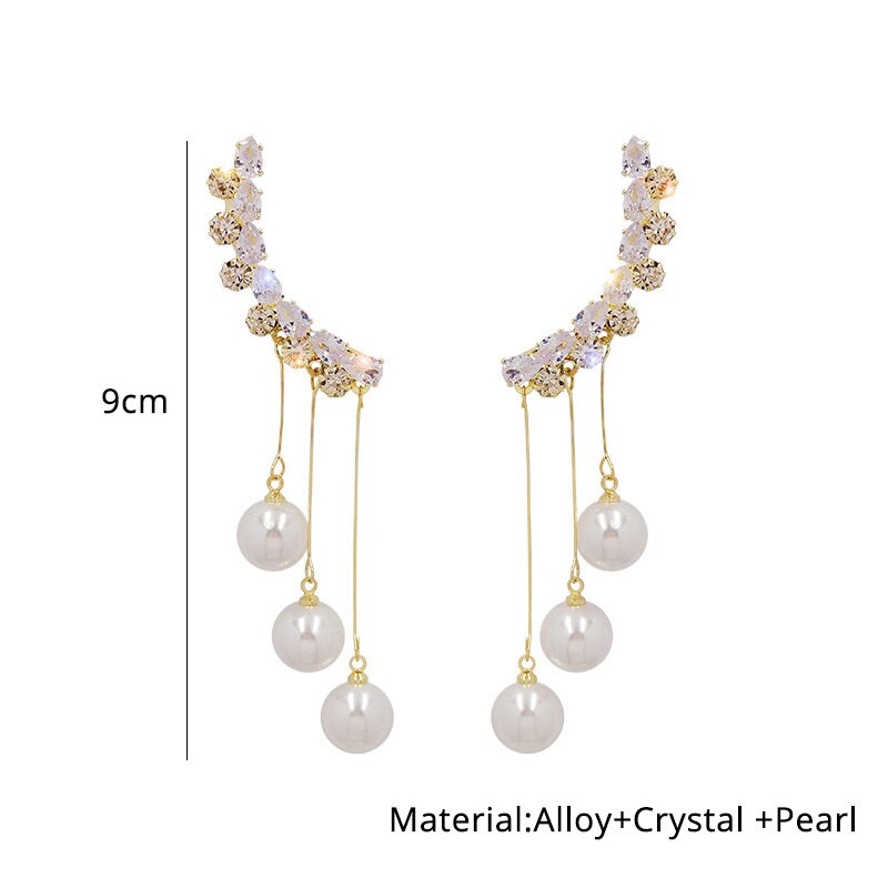 New Fashion Luxury Crystal Pearl Wing Earrings - Zi Collection Hub
