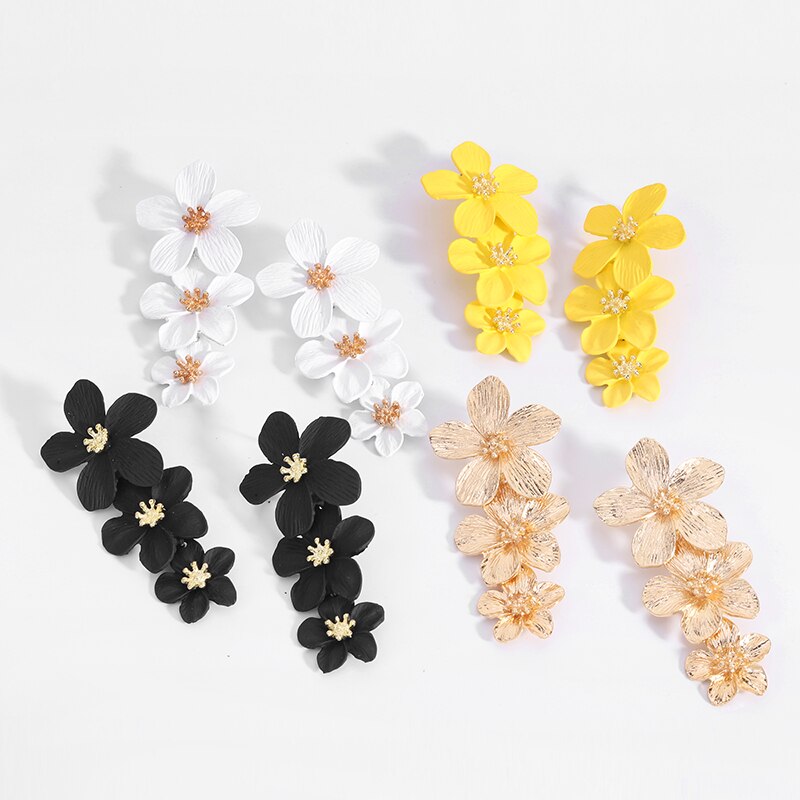 Spray Paint Flowers Colorful Drop Earrings - Zi Collection Hub