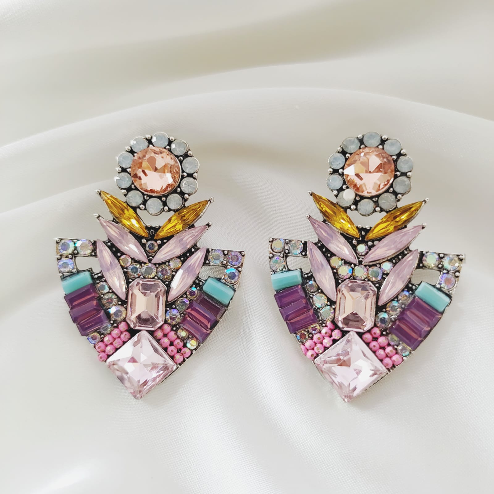 Rhinestone Flower Drop Earrings - Zi Collection Hub