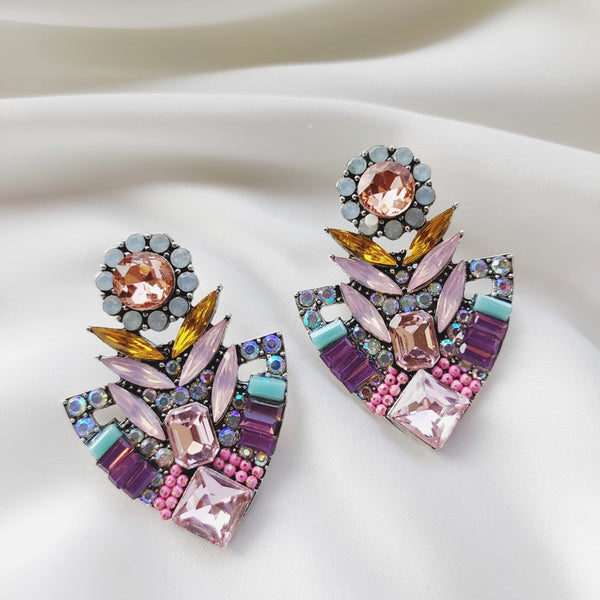 Rhinestone Flower Drop Earrings - Zi Collection Hub