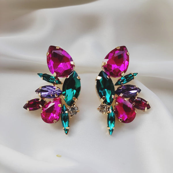 Multi Color Crystal Stud Earrings - Zi Collection Hub