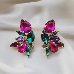 Multi Color Crystal Stud Earrings
