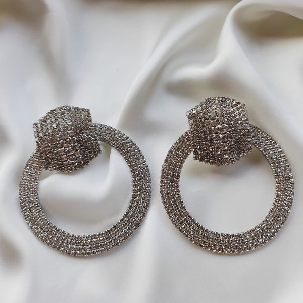 Shiny Rhinestone Big Circle Dangle Earrings - Zi Collection Hub