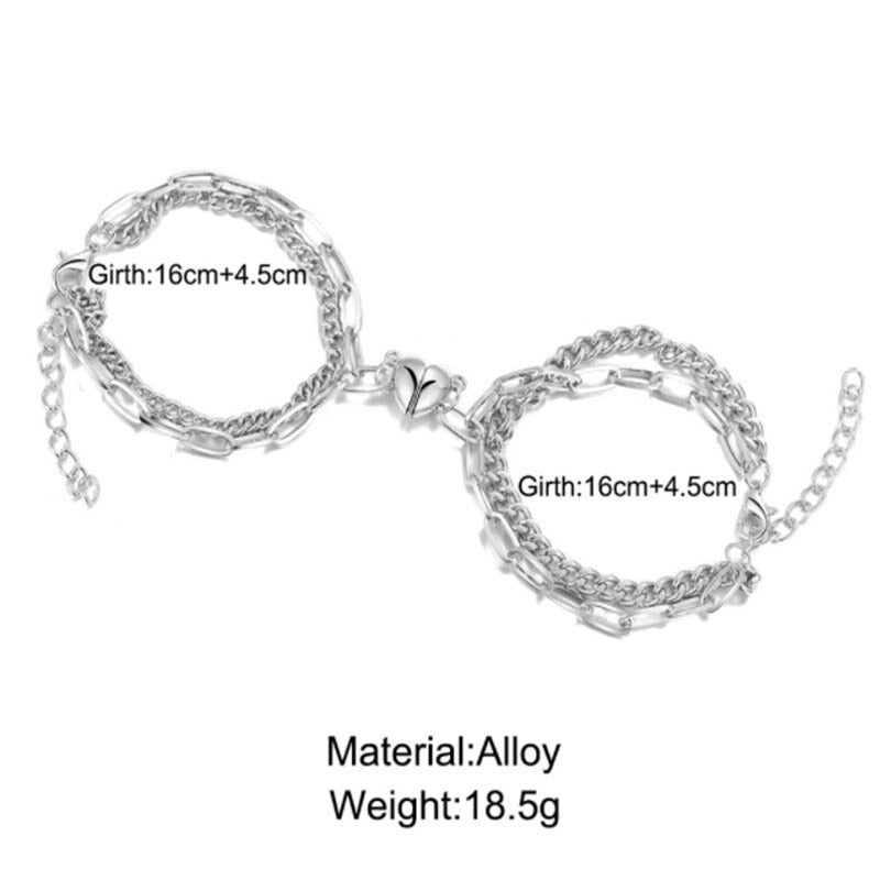 2Pcs/Set Heart Magnetic Bracelet Couple Bracelets - Zi Collection Hub