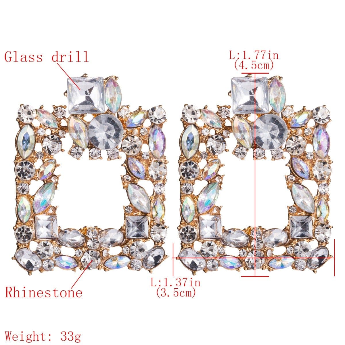 Statement ZA Earrings Luxury Full Crystal Rhinestone Earrings - Zi Collection Hub