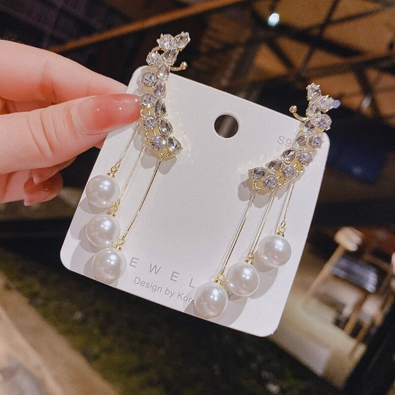 New Fashion Luxury Crystal Pearl Wing Earrings - Zi Collection Hub