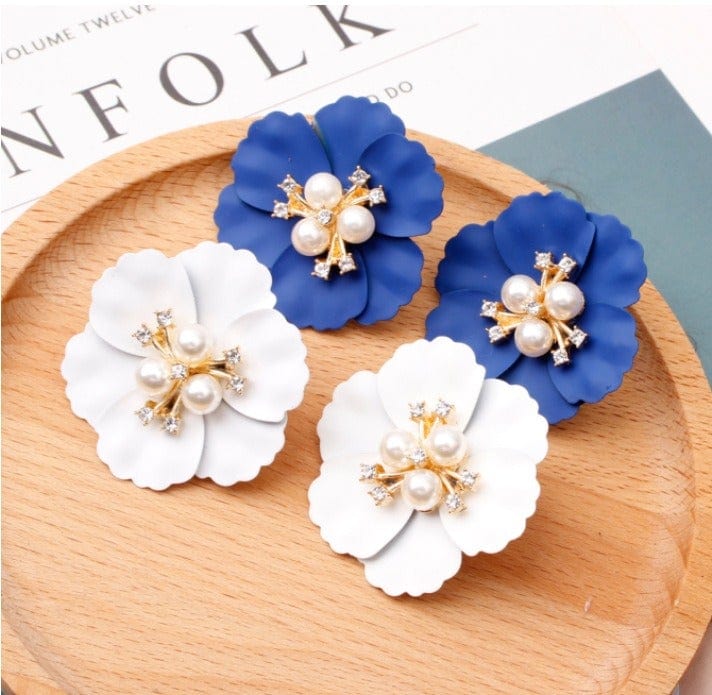 Multicolor Cute Flower Charm Huggie Earrings - Zi Collection Hub