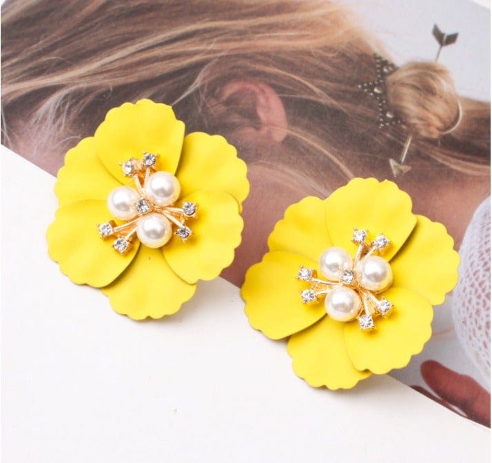 Multicolor Cute Flower Charm Huggie Earrings - Zi Collection Hub