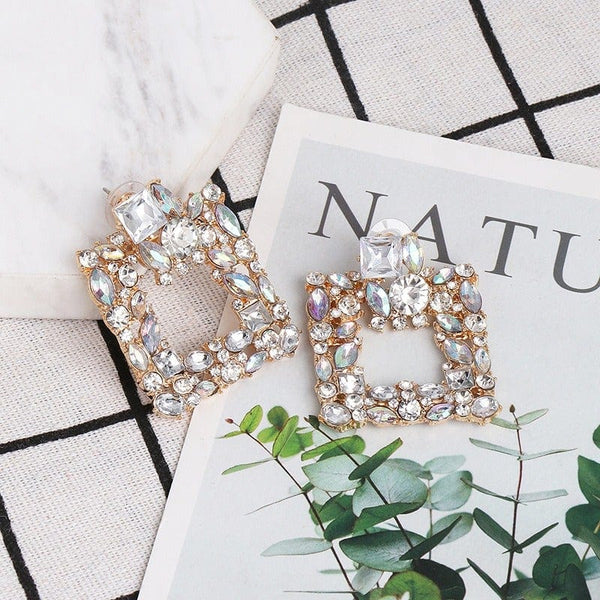 Statement ZA Earrings Luxury Full Crystal Rhinestone Earrings