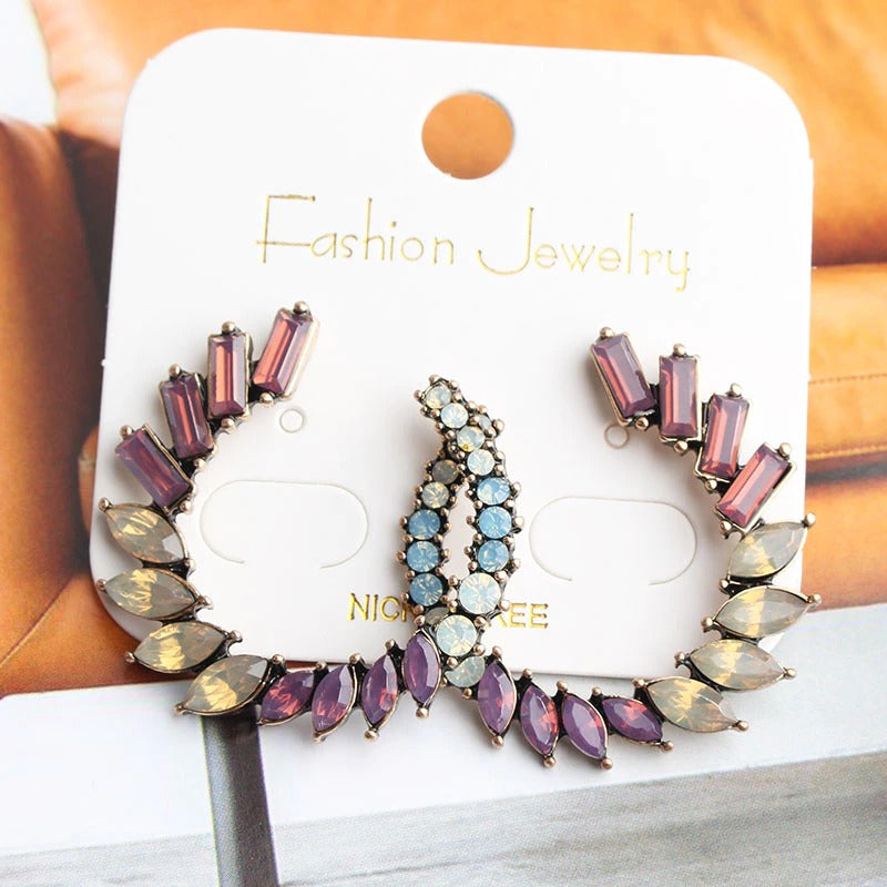 Round Circle Dangle Earrings Rhinestone - Zi Collection Hub