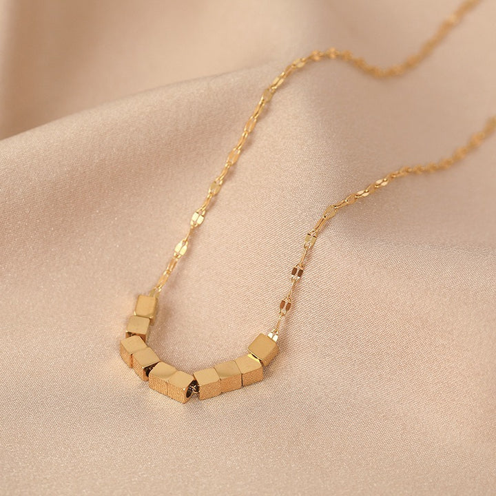 Korean version of Titanium Steel Block Necklace - Zi Collection Hub