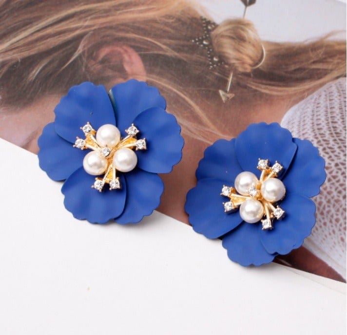 Multicolor Cute Flower Charm Huggie Earrings - Zi Collection Hub