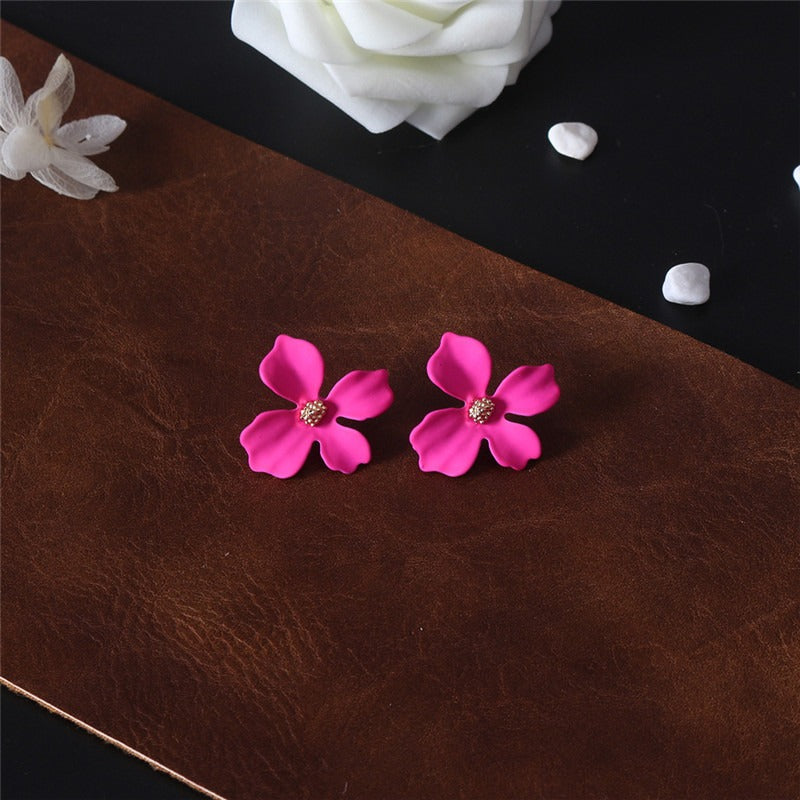925 Silver Needle Cute Four-Petal Flower Earrings - Zi Collection Hub