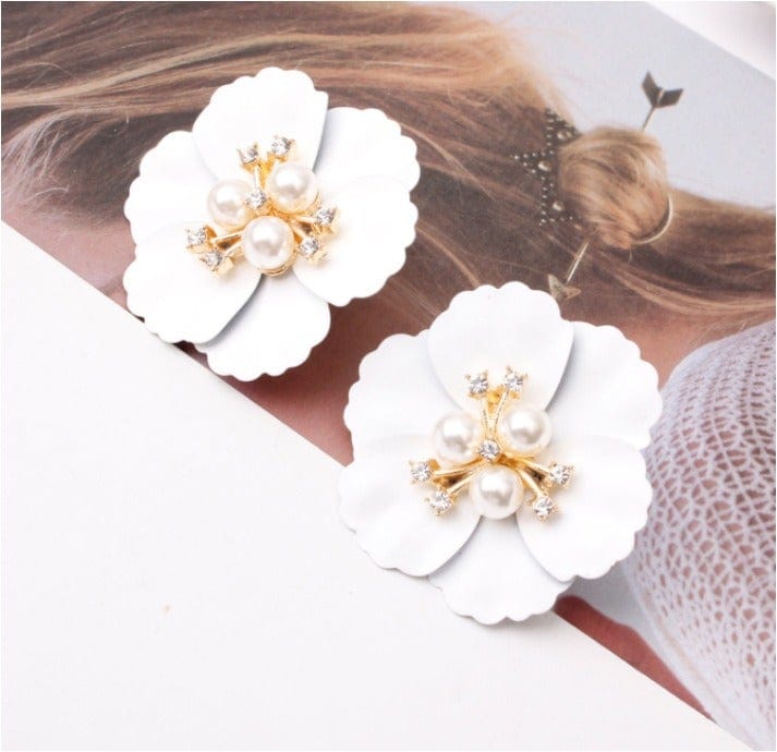 Multicolor Cute Flower Charm Huggie Earrings - Zi Collection Hub