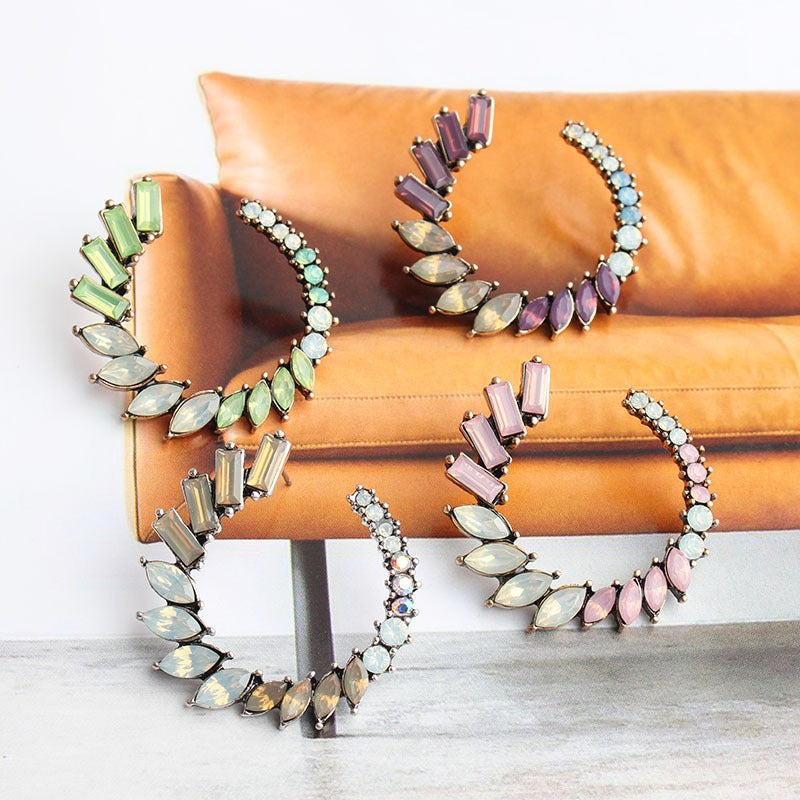 Round Circle Dangle Earrings Rhinestone