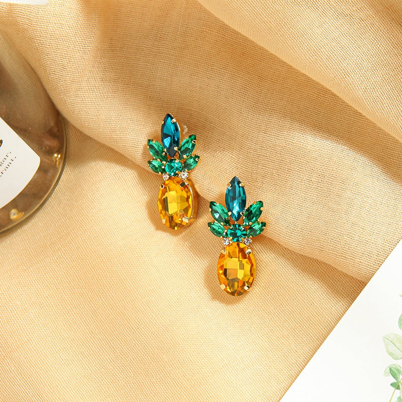 Rhinestone Crystal Pineapple Earrings - Zi Collection Hub