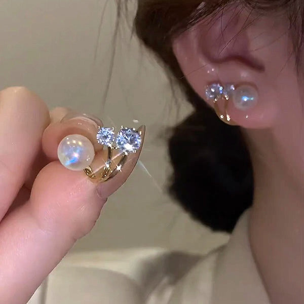 Rhinestone Imitation Pearl Stud Earrings