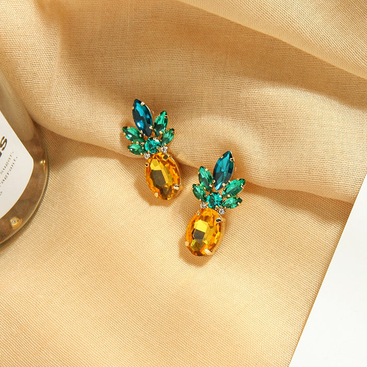 Rhinestone Crystal Pineapple Earrings - Zi Collection Hub