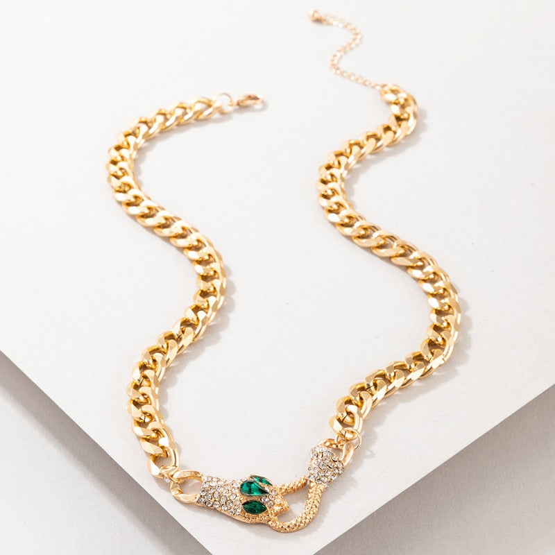 Diamond Simple Snake Bone Necklace