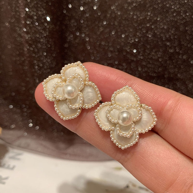 Korean High-End Elegant Flower Earrings - Zi Collection Hub