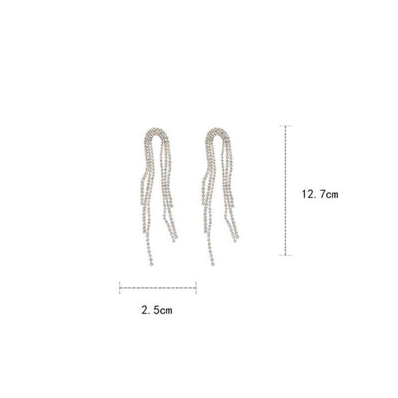 Classic U Design Full Rhinestone Tassel Long Earrings - Zi Collection Hub