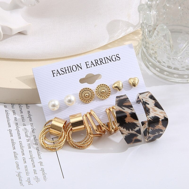 Leopard Print Type-C Dangle Earring Set - Zi Collection Hub