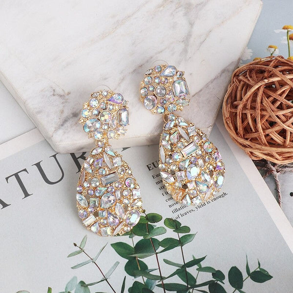 Rhinestone Geometric Water Drop Earrings - Zi Collection Hub